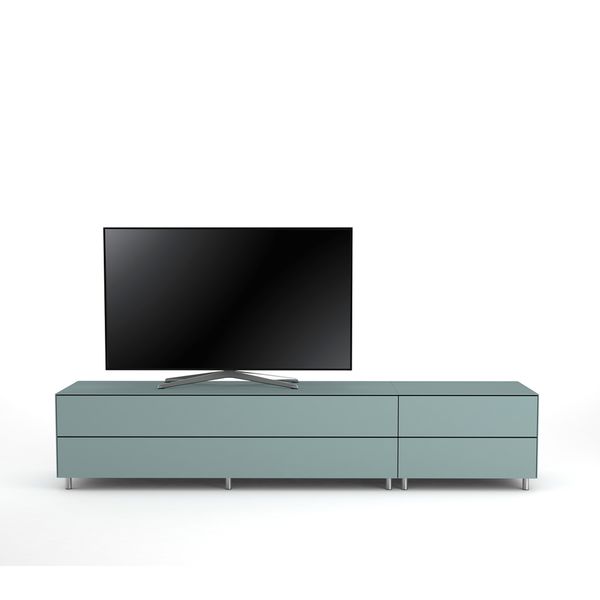 Meuble TV Design 225 cm Epure LOFT K2 Verre Bleu Nordic Mat Satiné