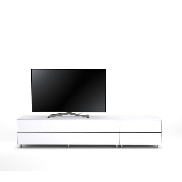 Meuble TV Design 225 cm Epure LOFT K2 Verre Blanc Mat Satiné