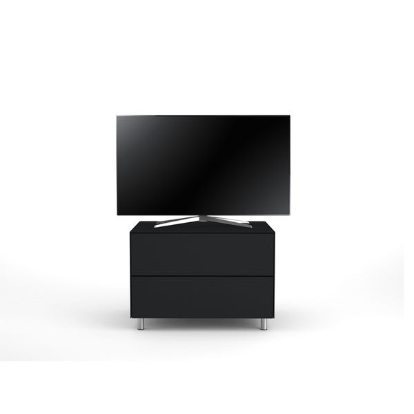 Meuble TV Design 65 cm Epure PRATIK Verre Noir Mat Satiné