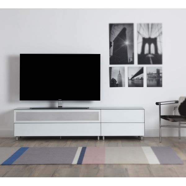 Meuble TV Lowboard Epure LOFT SOUND K1 Verre Blanc Mat Satiné- Lancement