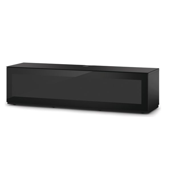 Meuble TV Sonorous Studio Sta160I-BLK-BLK-BS, Abattant en verre Noir Compatible avec Infrarouge