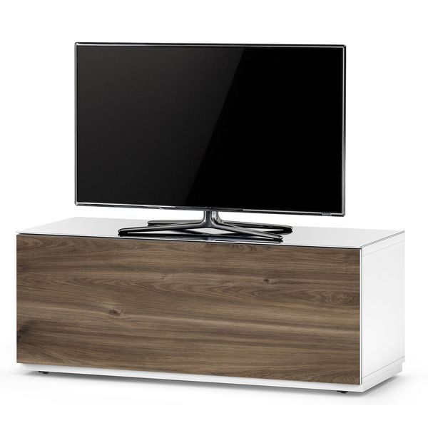 Meuble TV Sonorous Lowboard Studio sta110f-wht-wnt-bs Noyer- Blanc, Abattant