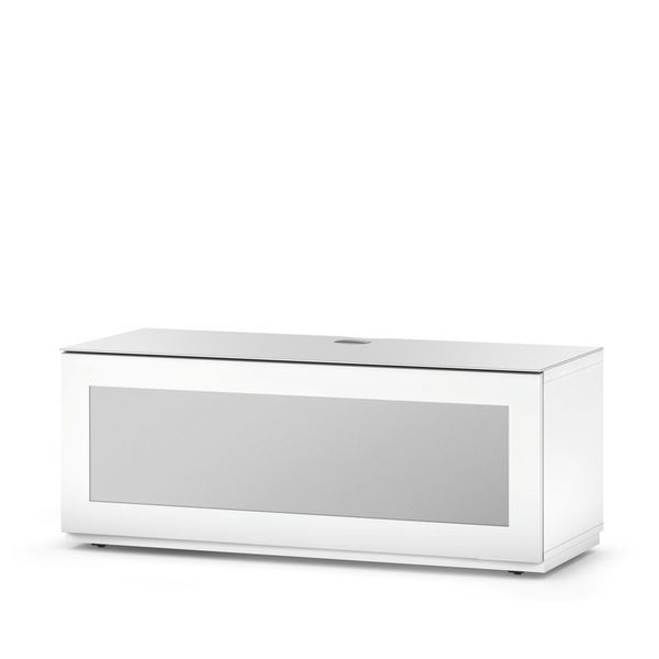 Meuble TV Sonorous Studio Sta110iwht-wht-bs, Abattant en verre Blanc Compatible avec Infrarouge