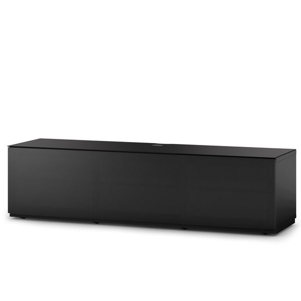 Meuble TV Sonorous Lowboard Studio sta160t-blk-blk-bs Noir / façade en tissu / Idéal pour haut-parleur central