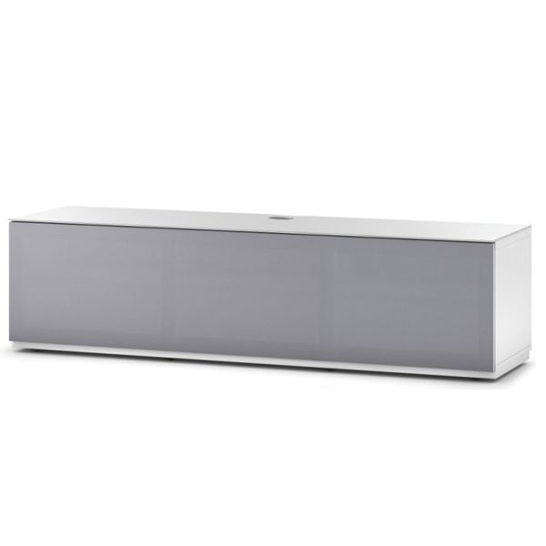Meuble TV Sonorous Lowboard Studio STA160T-WHT-GRY-BS façade en tissu Gri / Idéal pour haut-parleur central