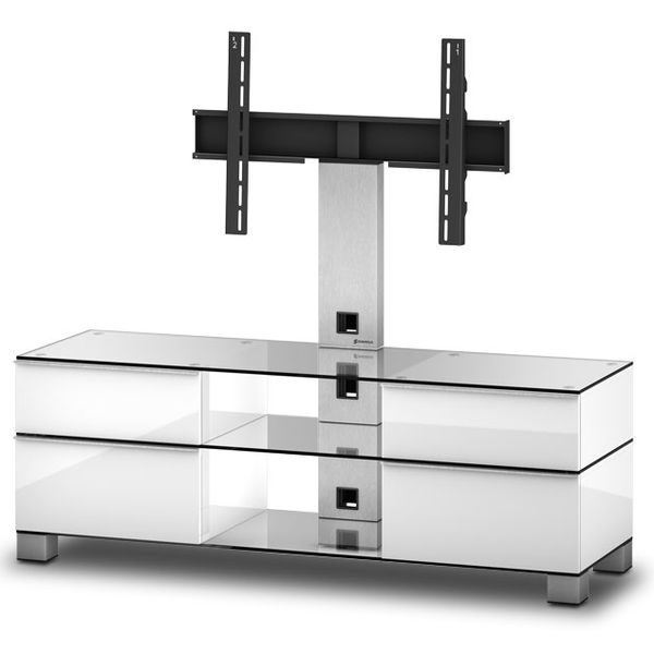 Meuble TV Sonorous md8240-c-inx-wht Verre Claire Blanc laqué avec support