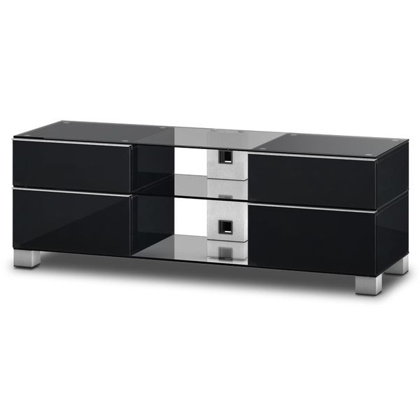 Meuble TV Sonorous md9240-C-INX-BLK Verre Claire Noir laqué