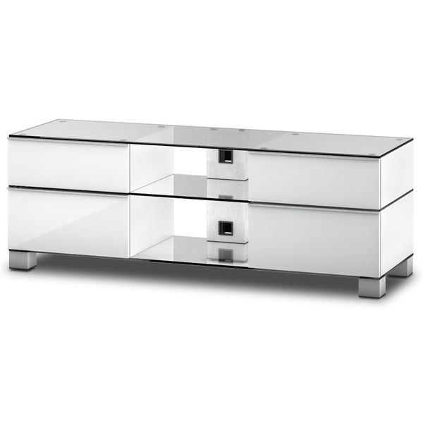 Meuble TV Sonorous md9240-C-INX-WHT Verre Claire Blanc laqué
