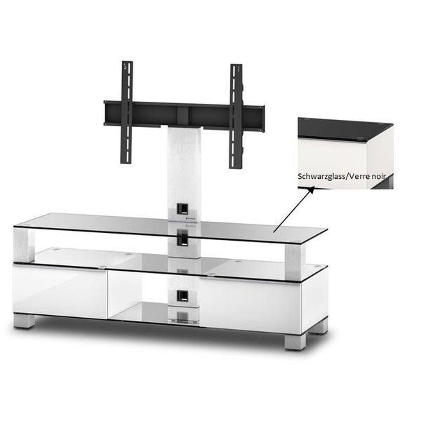 Meuble TV Sonorous md8143-b-inx-wht Verre Noir Blanc Laqué avec support