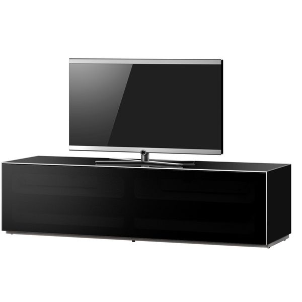 Meuble TV Sonorous Elements EX30-TC-BLK, Verre Noir avec abattant textile