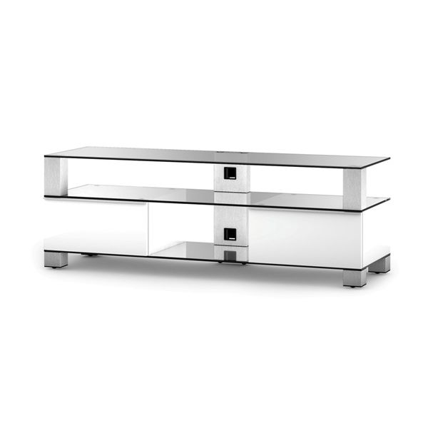 Meuble TV Sonorous md9140-C-INX-WHT Verre Claire Blanc laqué